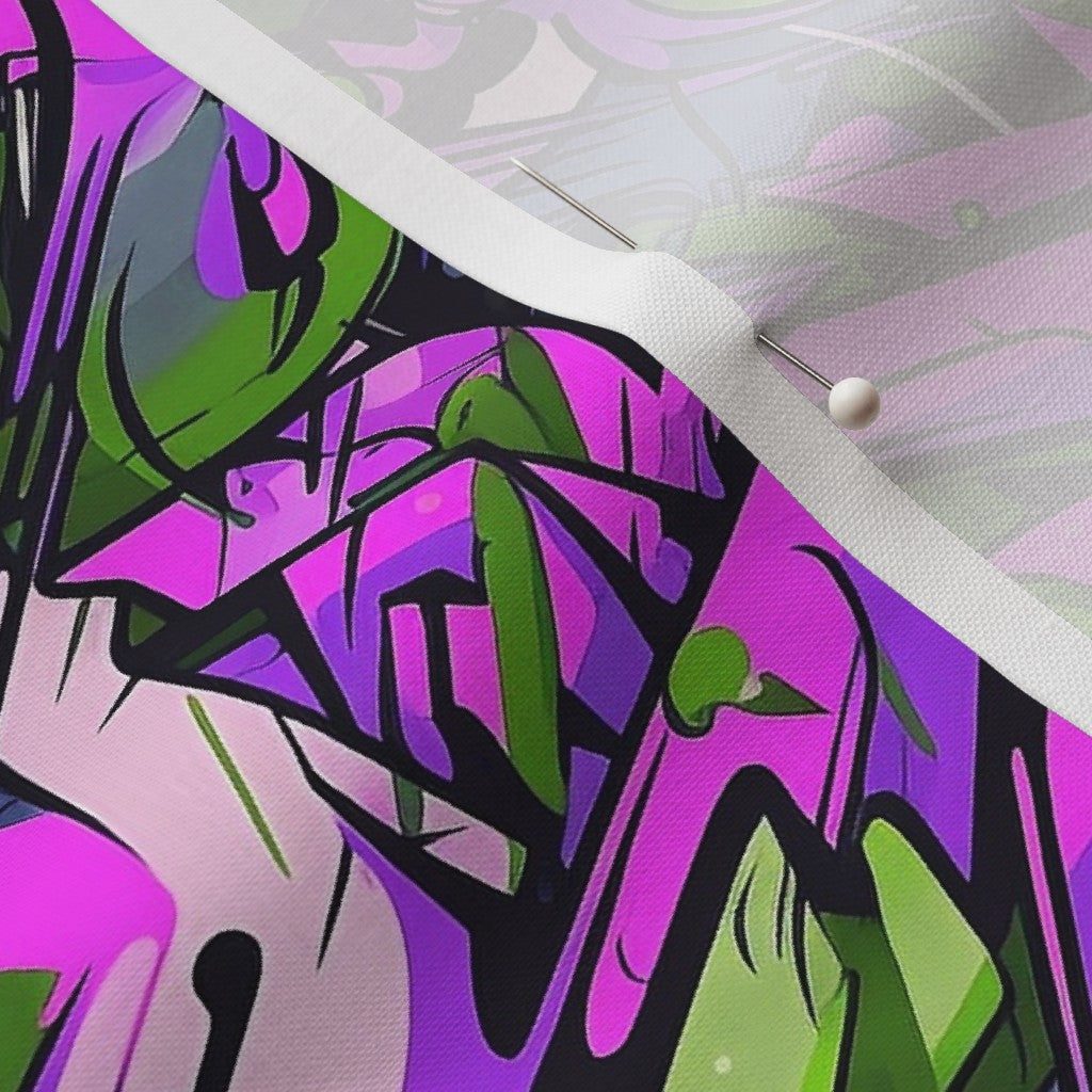 Graffiti Wildstyle (Green, Pink & Purple) Petal Signature Cotton Printed Fabric by Studio Ten Design