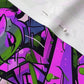 Graffiti Wildstyle (Green, Pink & Purple) Sport Lycra Printed Fabric by Studio Ten Design