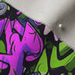 Graffiti Wildstyle (Green, Pink & Purple) Cypress Cotton Canvas Printed Fabric by Studio Ten Design