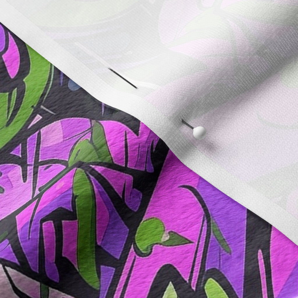 Graffiti Wildstyle (Green, Pink & Purple) Minky Printed Fabric by Studio Ten Design