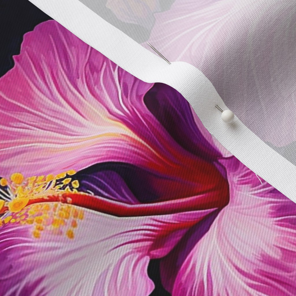 Watercolor Hibiscus (Dark II) Lightweight Cotton Twill Printed Fabric by Studio Ten Design