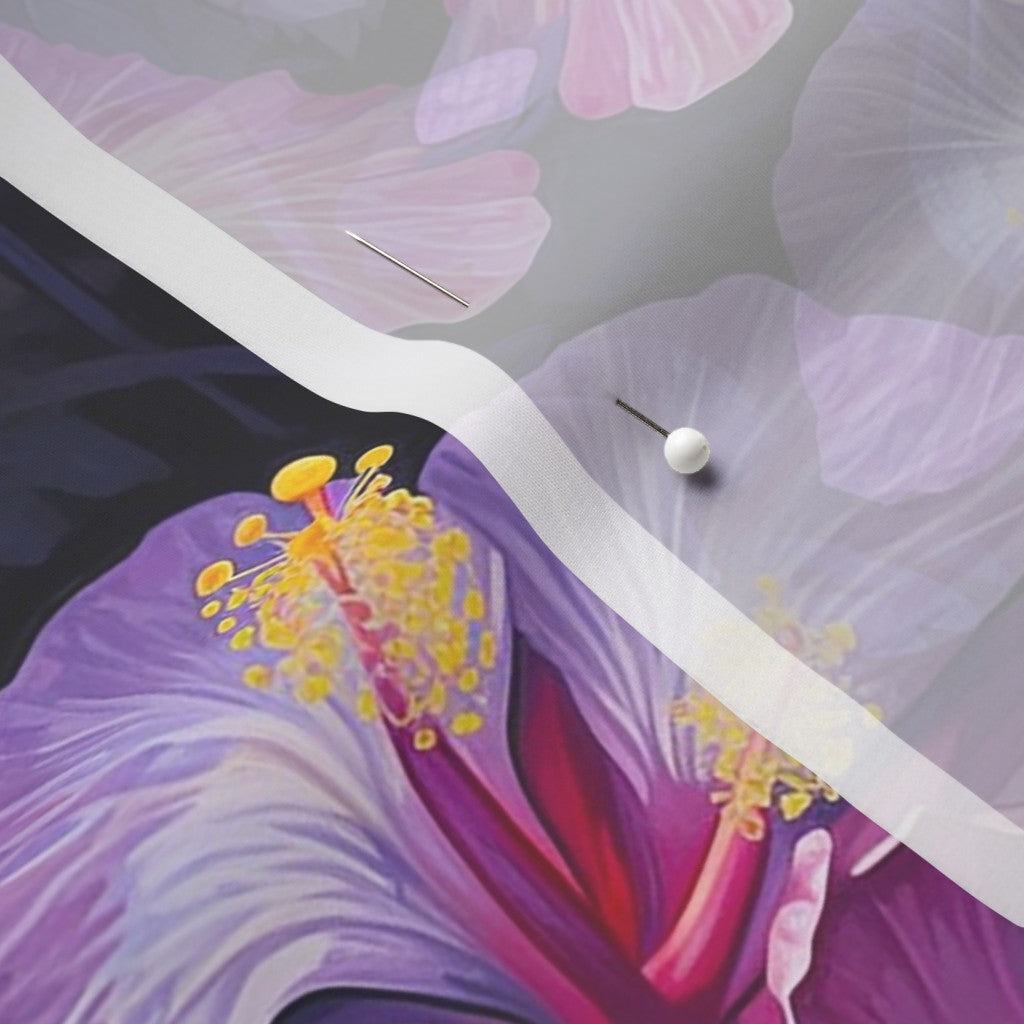 Watercolor Hibiscus (Dark II) Chiffon Printed Fabric by Studio Ten Design