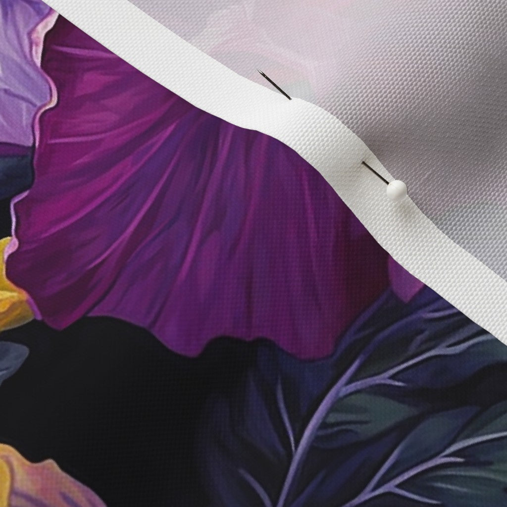 Watercolor Hibiscus (Dark II) Recycled Canvas Printed Fabric by Studio Ten Design