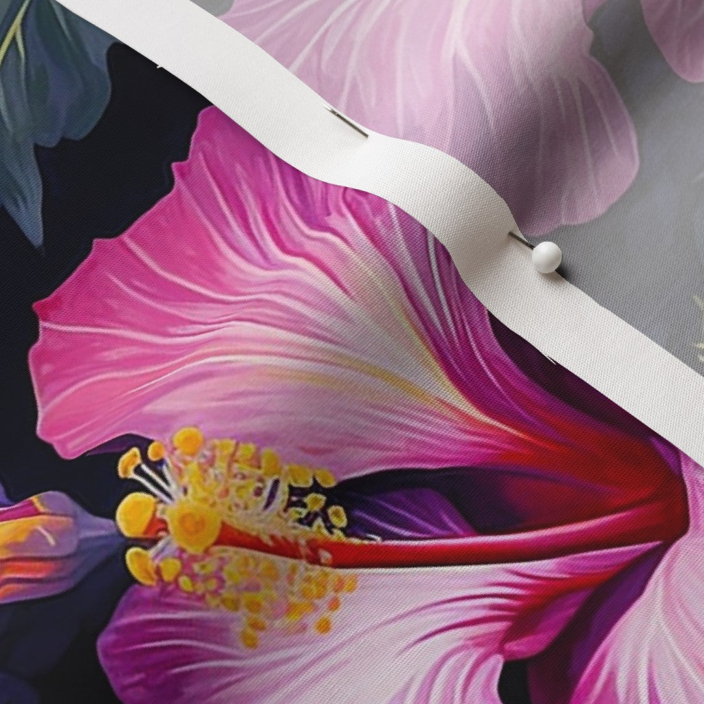 Watercolor Hibiscus (Dark II) Cotton Poplin Printed Fabric by Studio Ten Design