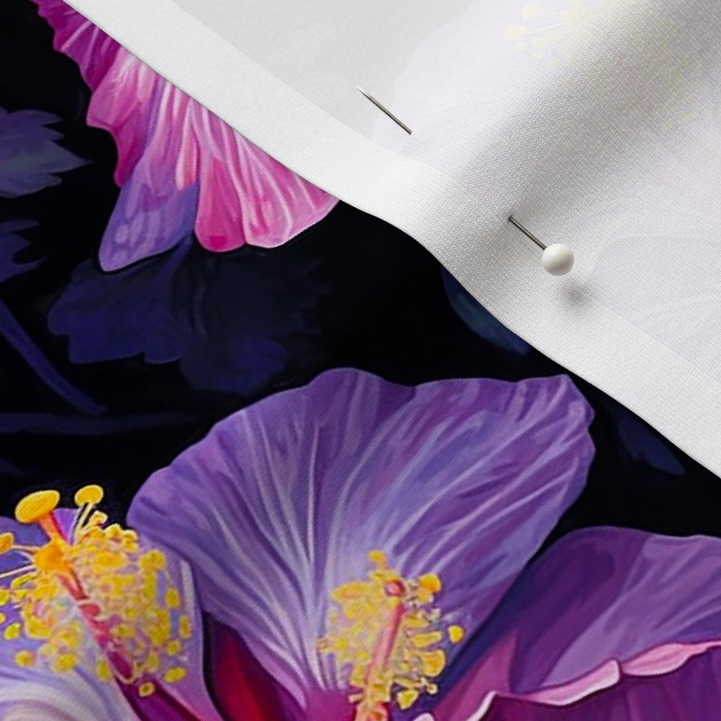 Watercolor Hibiscus (Dark II) Sport Lycra Printed Fabric by Studio Ten Design