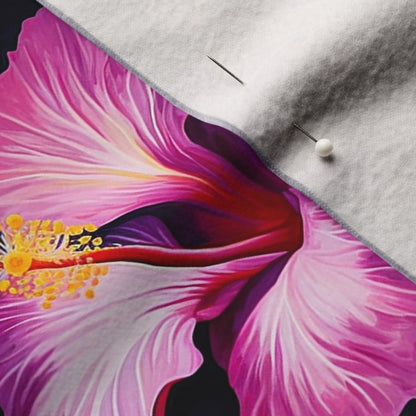 Watercolor Hibiscus (Dark II) Performance Velvet Printed Fabric by Studio Ten Design
