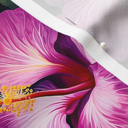 Watercolor Hibiscus (Dark II) Longleaf Sateen Grand Printed Fabric by Studio Ten Design