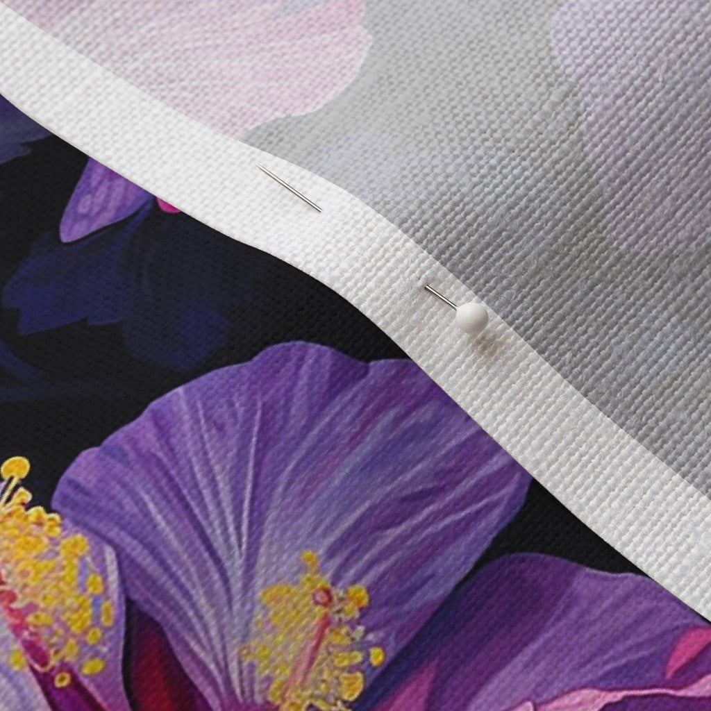 Watercolor Hibiscus (Dark II) Belgian Linen™ Printed Fabric by Studio Ten Design