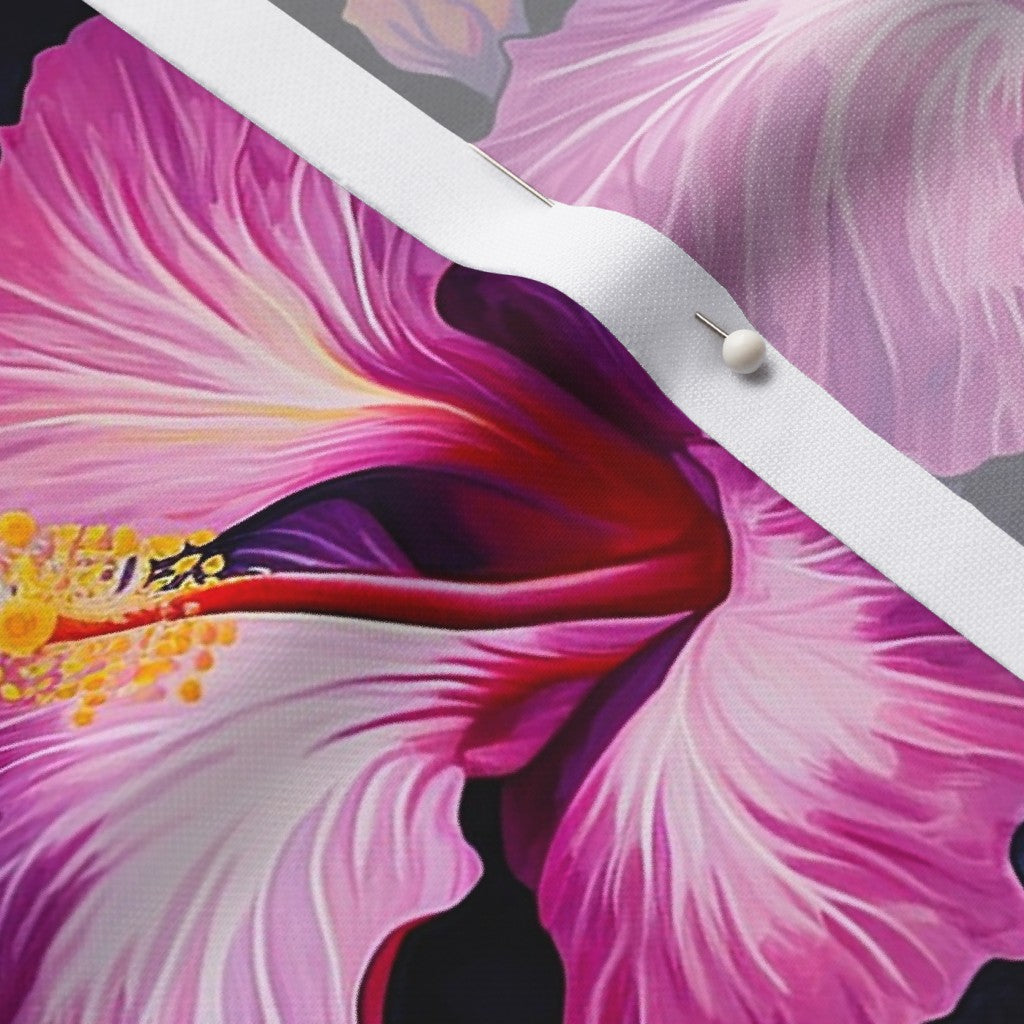 Watercolor Hibiscus (Dark II) Performance Piqué Printed Fabric by Studio Ten Design