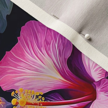 Watercolor Hibiscus (Dark II) Celosia Velvet Printed Fabric by Studio Ten Design
