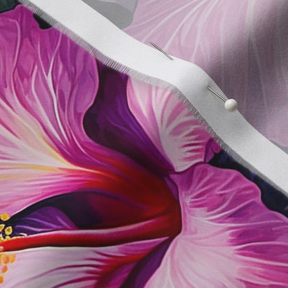 Watercolor Hibiscus (Dark II) Organic Cotton Sateen Printed Fabric by Studio Ten Design