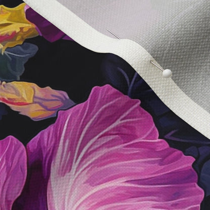 Watercolor Hibiscus (Dark II) Performance Linen Printed Fabric by Studio Ten Design