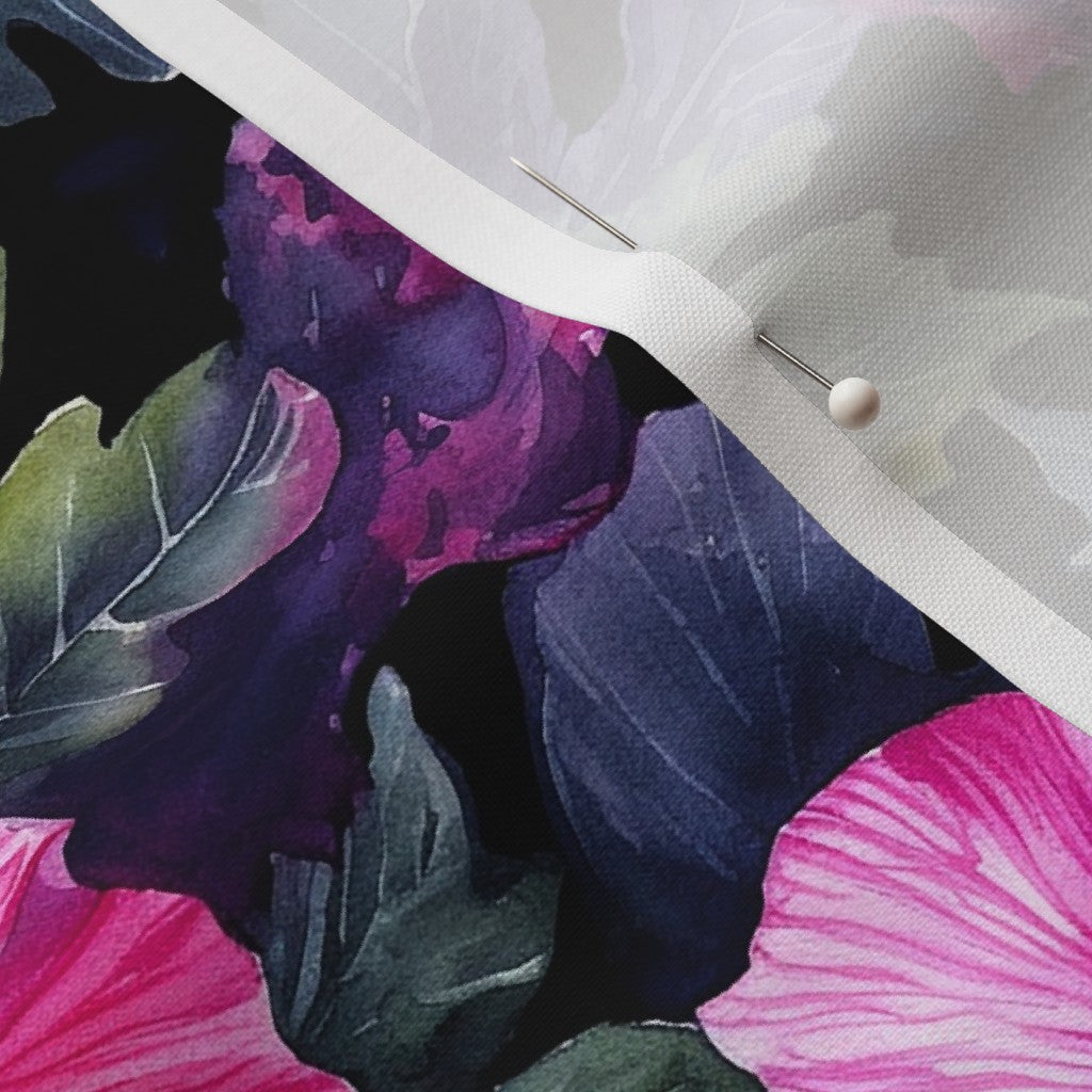 Watercolor Hibiscus (Dark III) Petal Signature Cotton Printed Fabric by Studio Ten Design