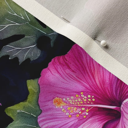 Watercolor Hibiscus (Dark III) Celosia Velvet Printed Fabric by Studio Ten Design