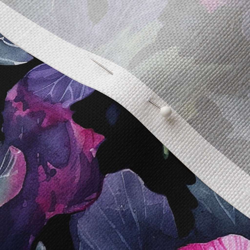 Watercolor Hibiscus (Dark III) Belgian Linen™ Printed Fabric by Studio Ten Design