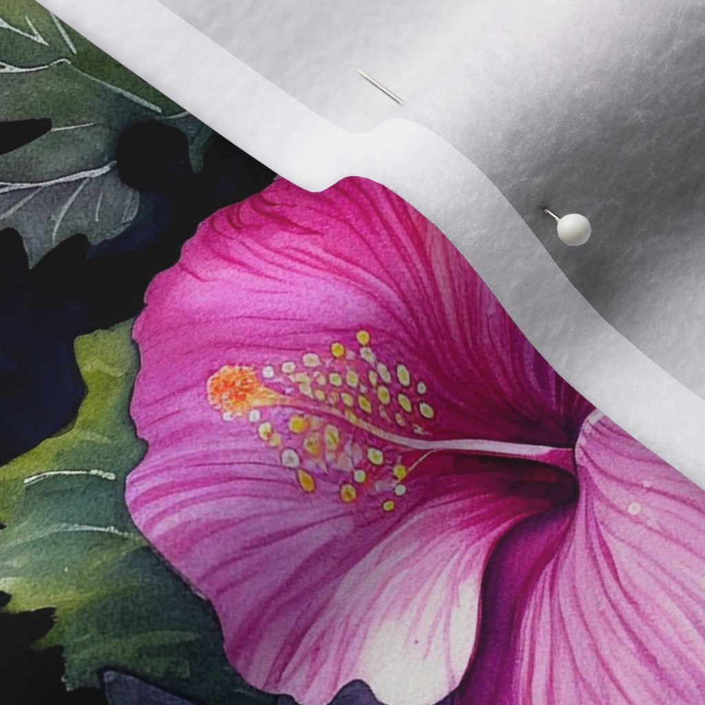 Watercolor Hibiscus (Dark III) Polartec® Fleece Printed Fabric by Studio Ten Design