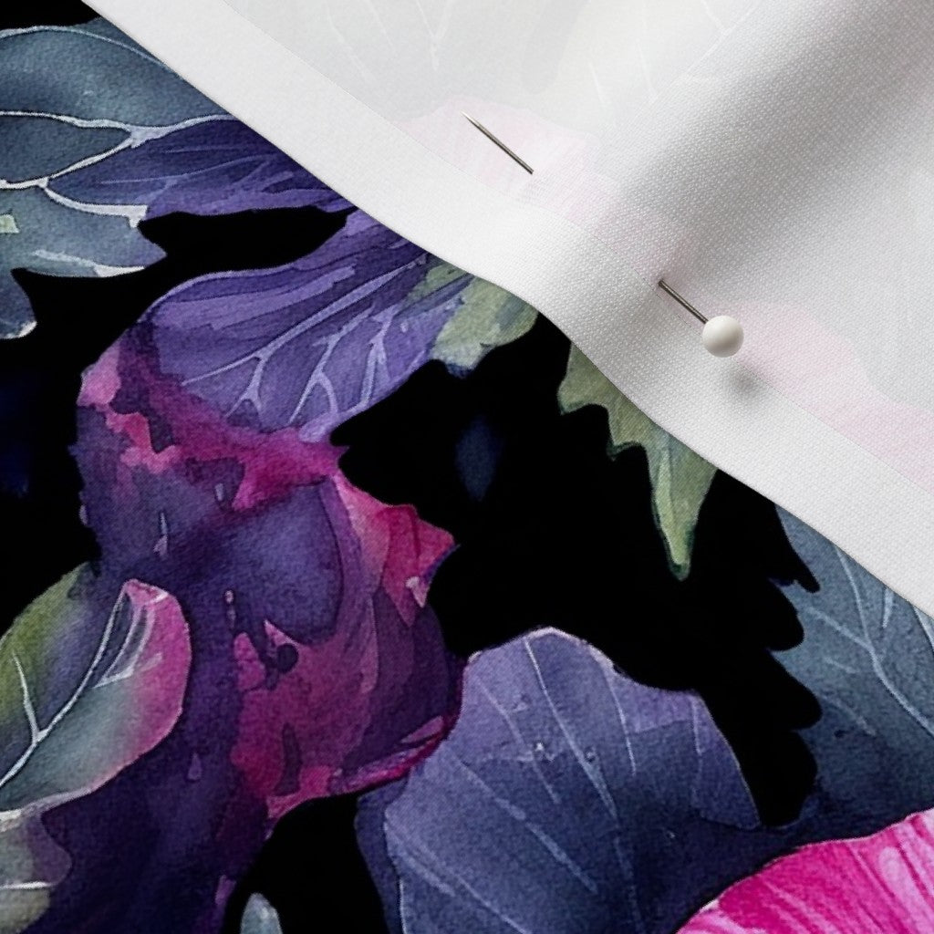 Watercolor Hibiscus (Dark III) Sport Lycra Printed Fabric by Studio Ten Design