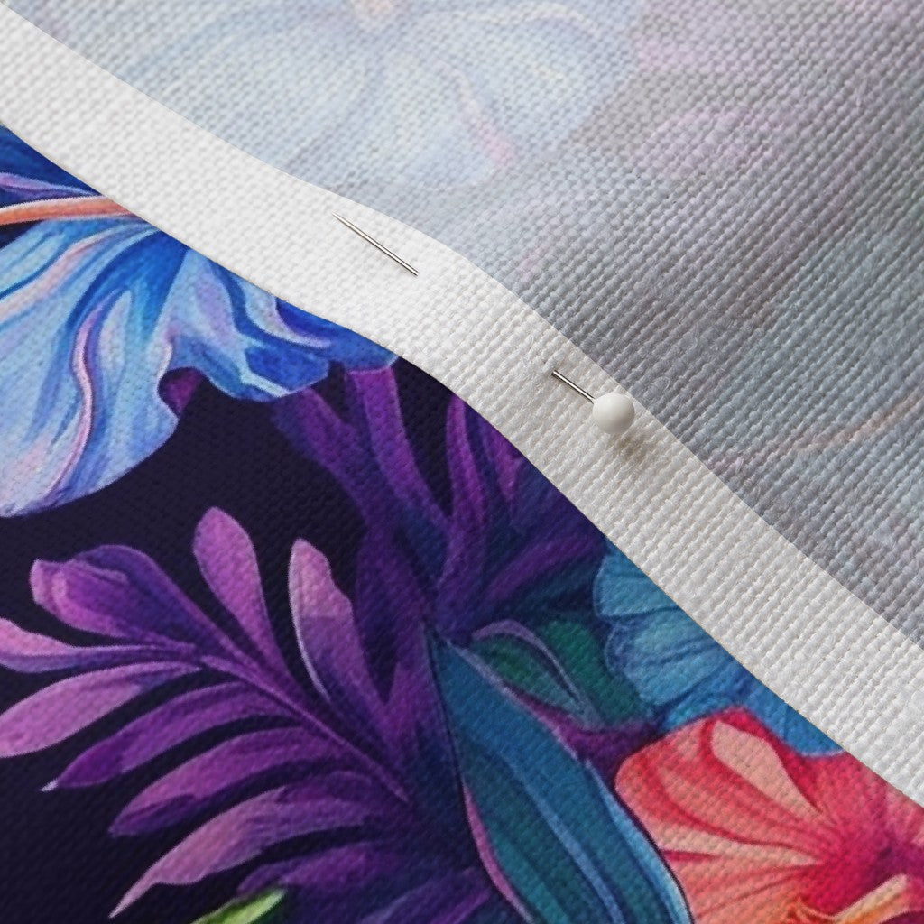Watercolor Hibiscus (Dark IV) Belgian Linen™ Printed Fabric by Studio Ten Design