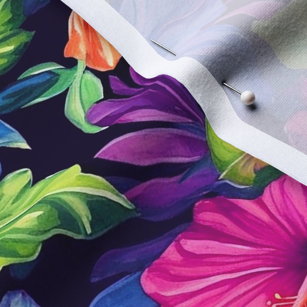 Watercolor Hibiscus (Dark IV) Cotton Spandex Jersey Printed Fabric by Studio Ten Design