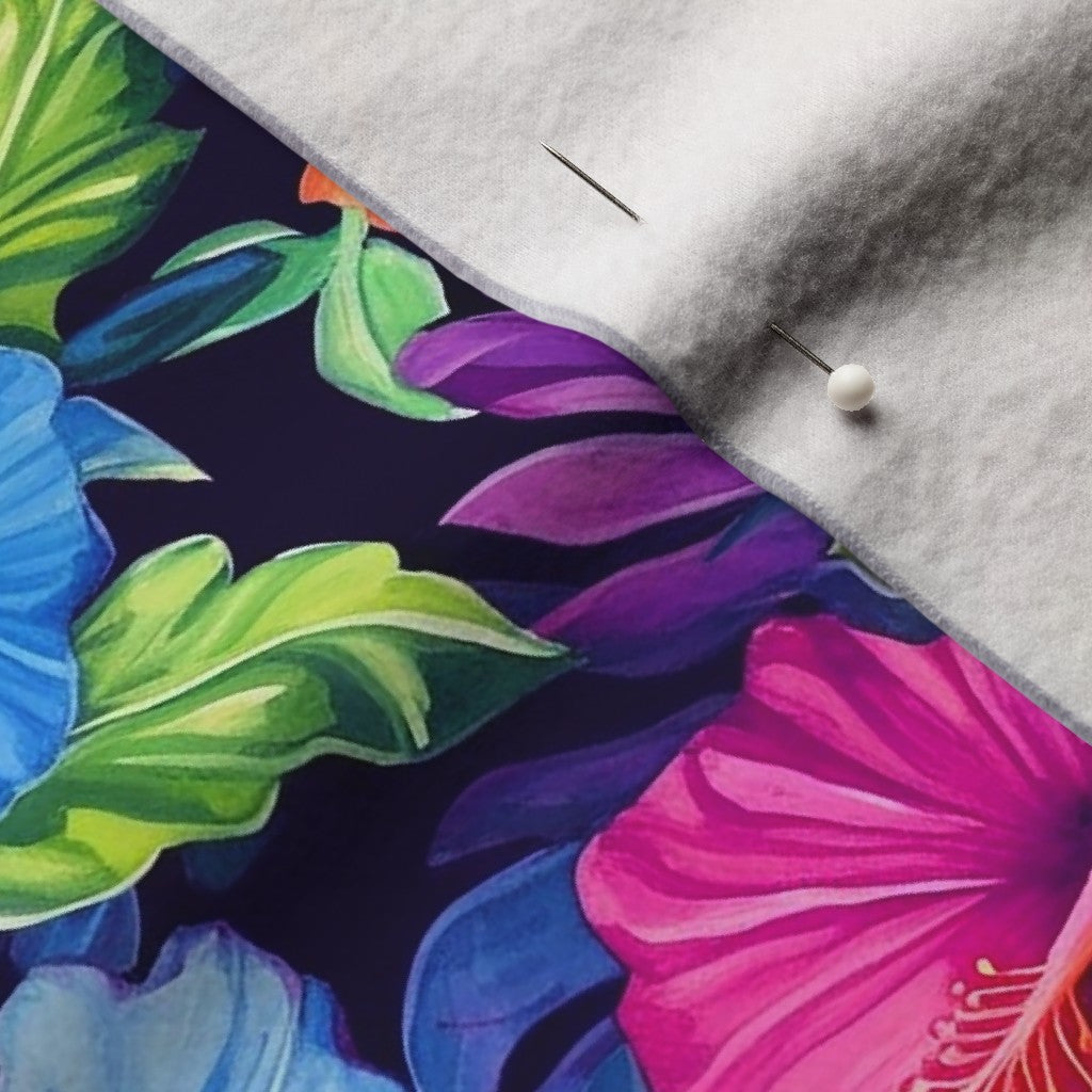 Watercolor Hibiscus (Dark IV) Performance Velvet Printed Fabric by Studio Ten Design
