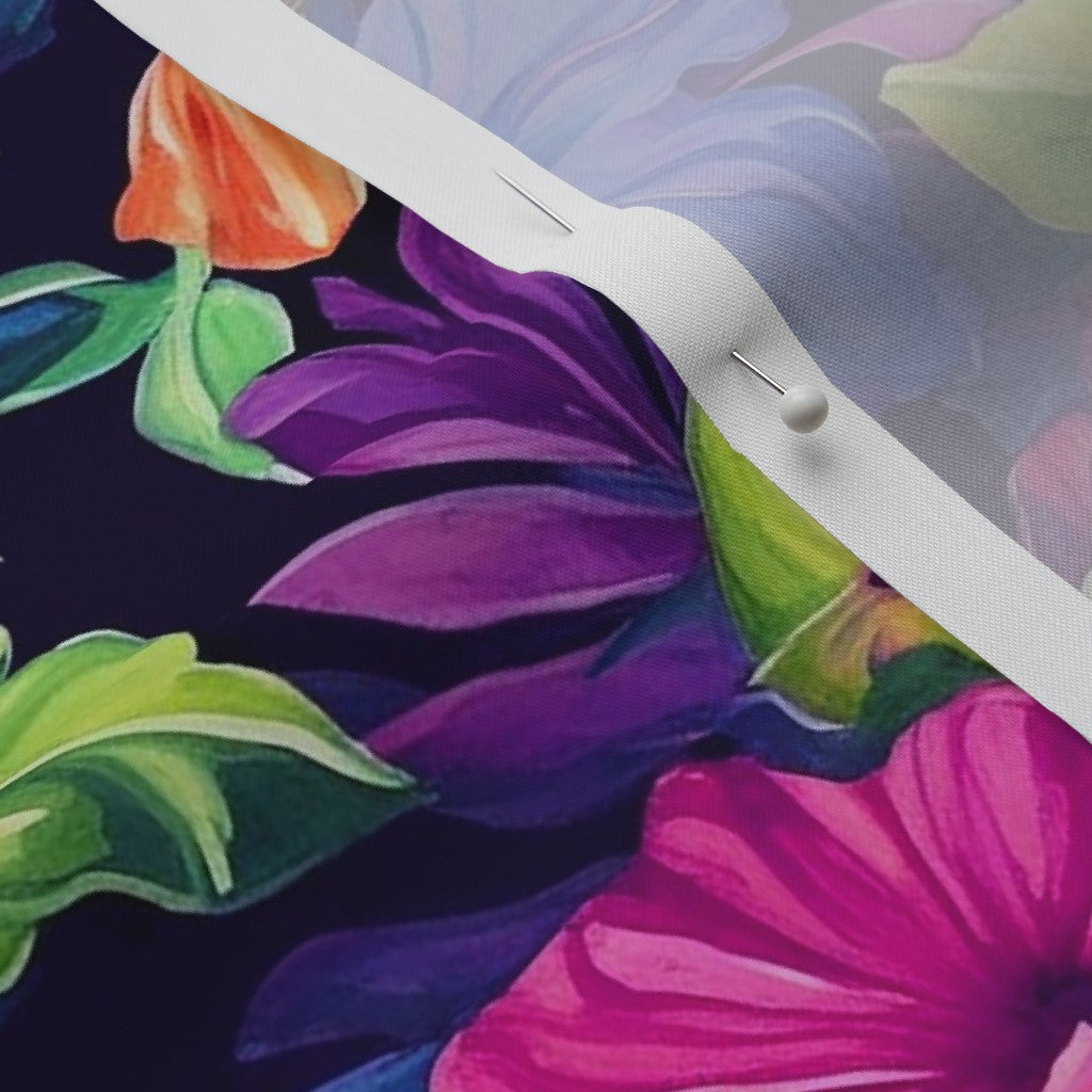 Watercolor Hibiscus (Dark IV) Perennial Sateen Grand Printed Fabric by Studio Ten Design