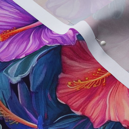 Watercolor Hibiscus (Dark IV) Cotton Lawn Printed Fabric by Studio Ten Design