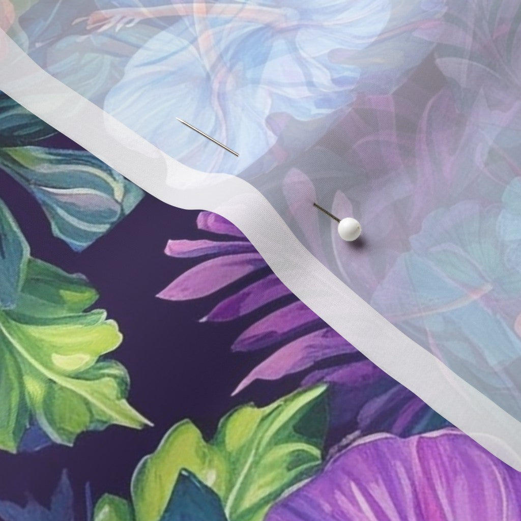 Watercolor Hibiscus (Dark IV) Chiffon Printed Fabric by Studio Ten Design