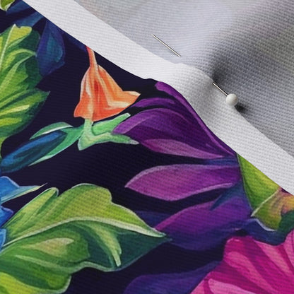 Watercolor Hibiscus (Dark IV) Dogwood Denim Printed Fabric by Studio Ten Design