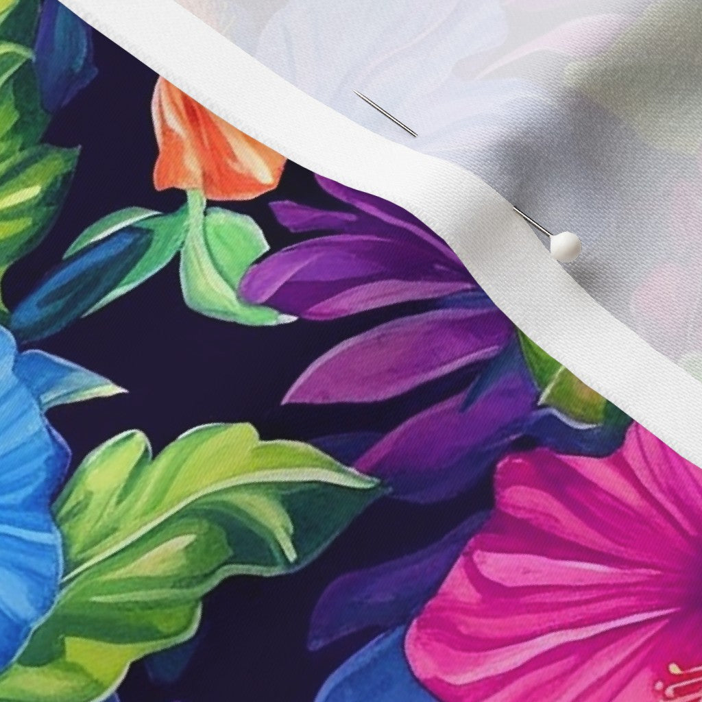 Watercolor Hibiscus (Dark IV) Longleaf Sateen Grand Printed Fabric by Studio Ten Design