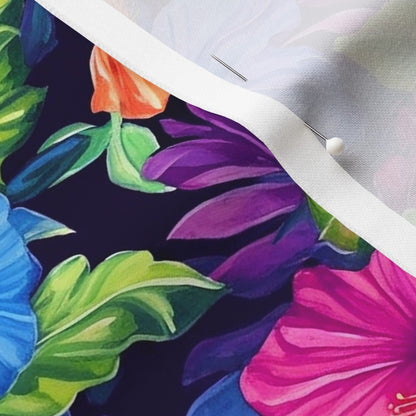Watercolor Hibiscus (Dark IV) Longleaf Sateen Grand Printed Fabric by Studio Ten Design