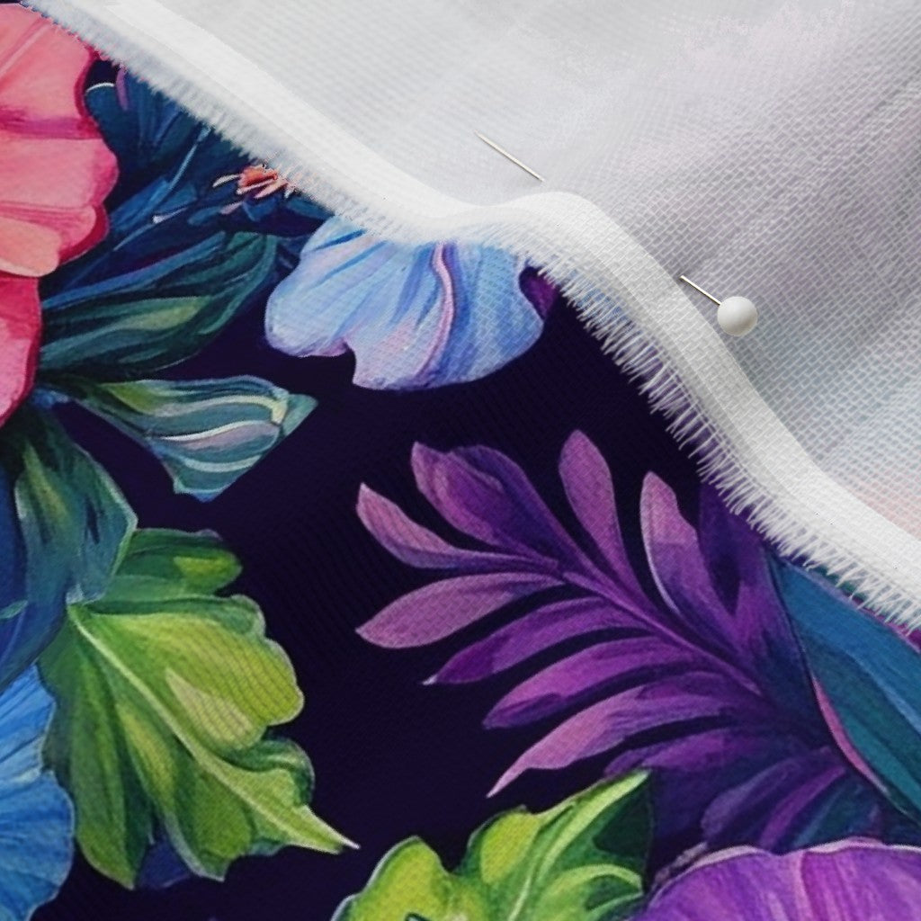 Watercolor Hibiscus (Dark IV) Organic Sweet Pea Gauze Printed Fabric by Studio Ten Design