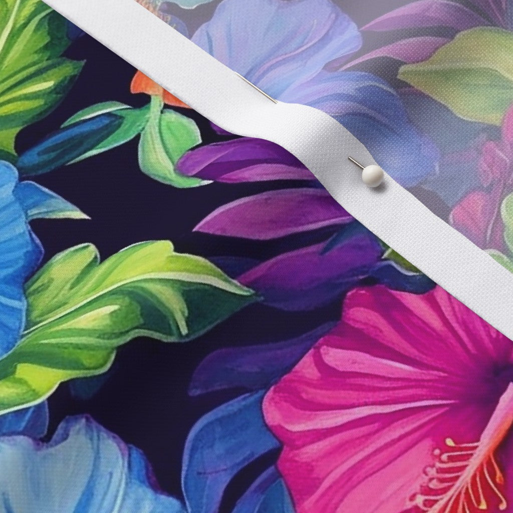 Watercolor Hibiscus (Dark IV) Performance Piqué Printed Fabric by Studio Ten Design