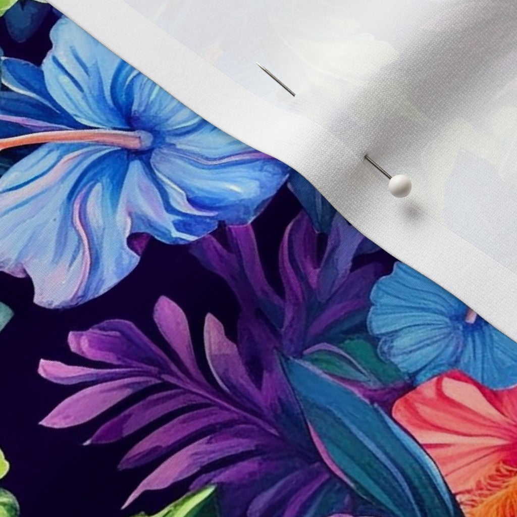 Watercolor Hibiscus (Dark IV) Sport Lycra Printed Fabric by Studio Ten Design
