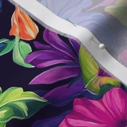Watercolor Hibiscus (Dark IV) Organic Cotton Sateen Printed Fabric by Studio Ten Design