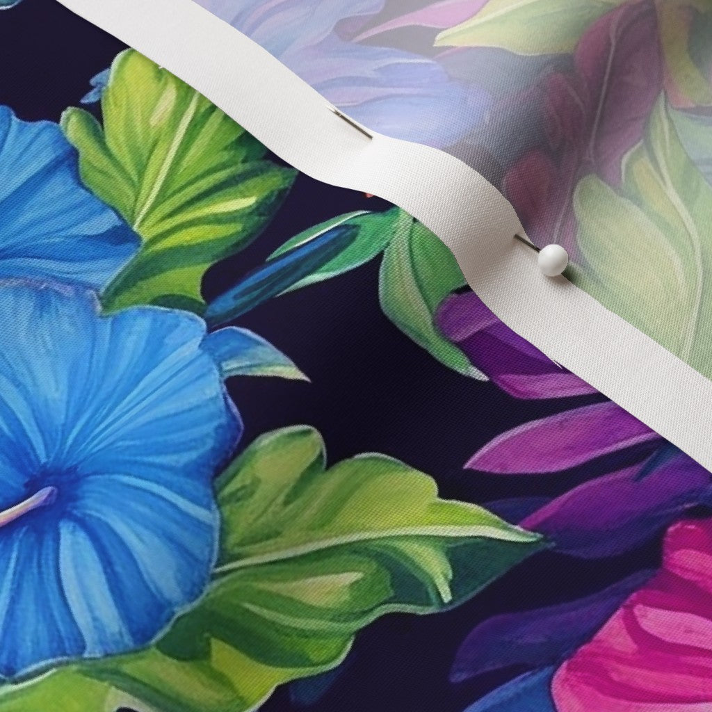 Watercolor Hibiscus (Dark IV) Cotton Poplin Printed Fabric by Studio Ten Design