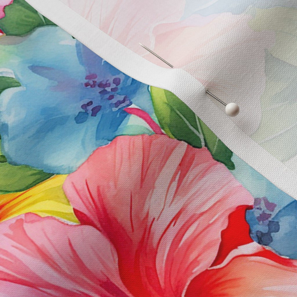 Watercolor Hibiscus Flower (Light I) Petal Signature Cotton Printed Fabric by Studio Ten Design