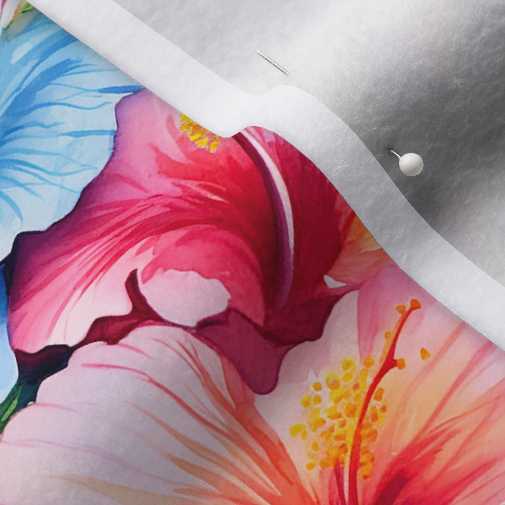 Watercolor Hibiscus Flower (Light I) Polartec® Fleece Printed Fabric by Studio Ten Design