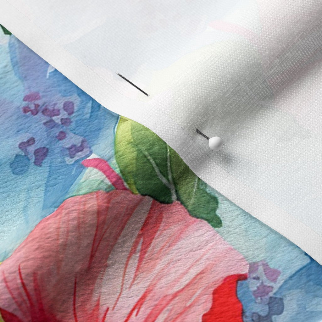 Watercolor Hibiscus Flower (Light I) Minky Printed Fabric by Studio Ten Design