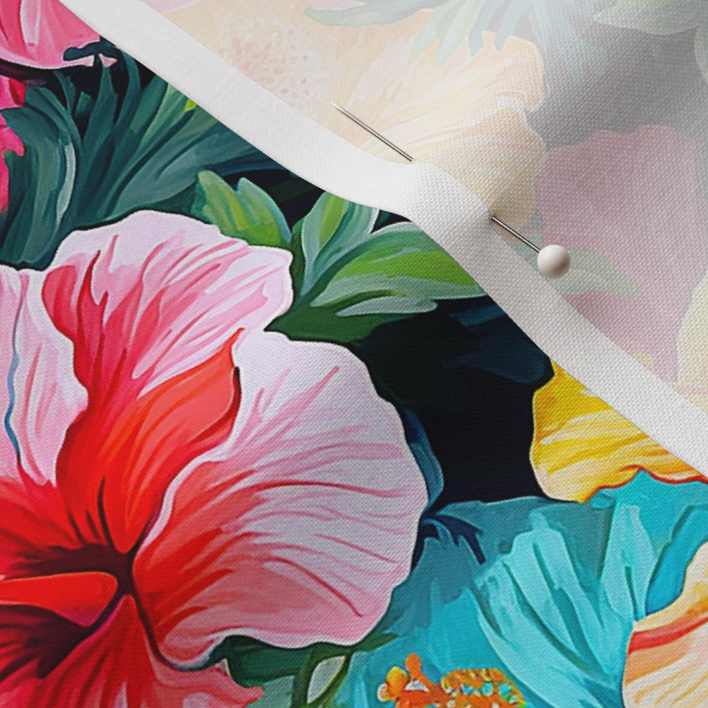 Watercolor Hibiscus Flowers (Light II) Petal Signature Cotton Printed Fabric by Studio Ten Design