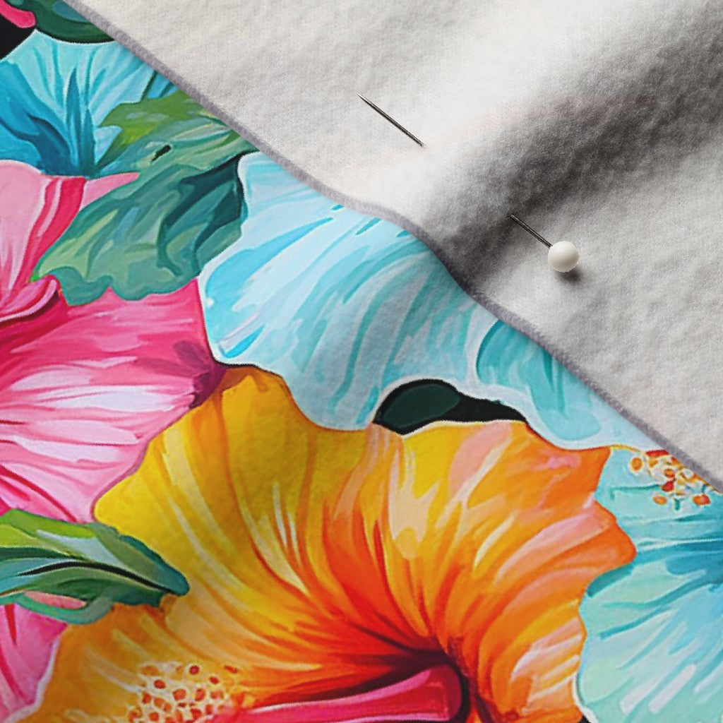 Watercolor Hibiscus Flowers (Light II) Performance Velvet Printed Fabric by Studio Ten Design