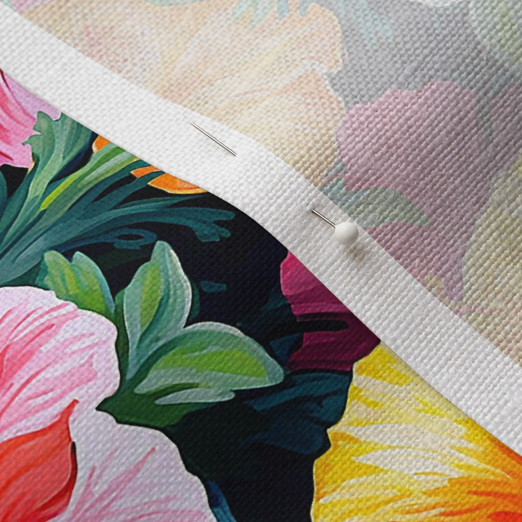 Watercolor Hibiscus Flowers (Light II) Belgian Linen™ Printed Fabric by Studio Ten Design