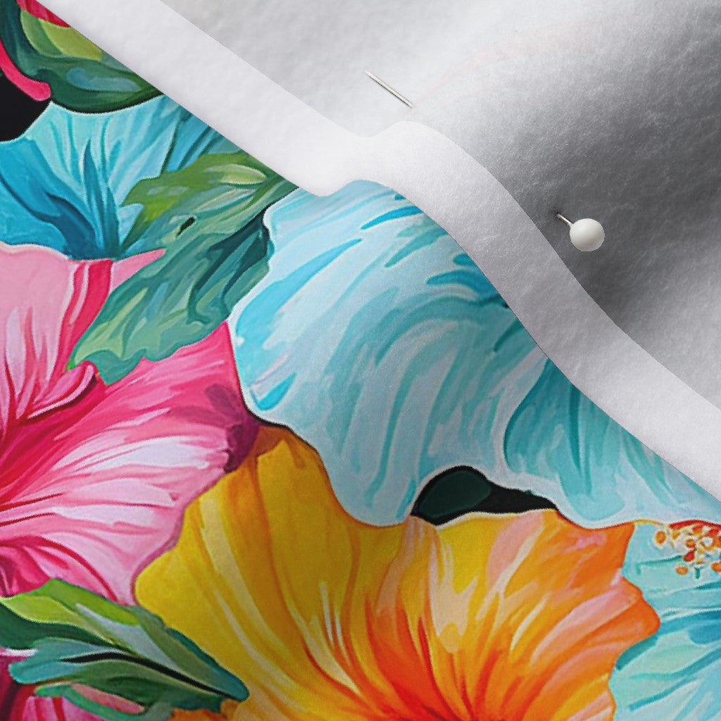 Watercolor Hibiscus Flowers (Light II) Polartec® Fleece Printed Fabric by Studio Ten Design