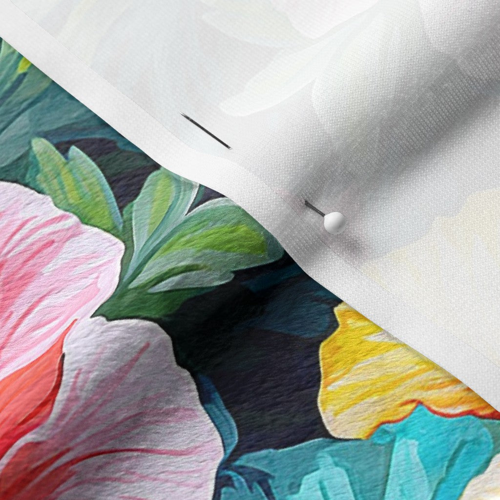 Watercolor Hibiscus Flowers (Light II) Minky Printed Fabric by Studio Ten Design