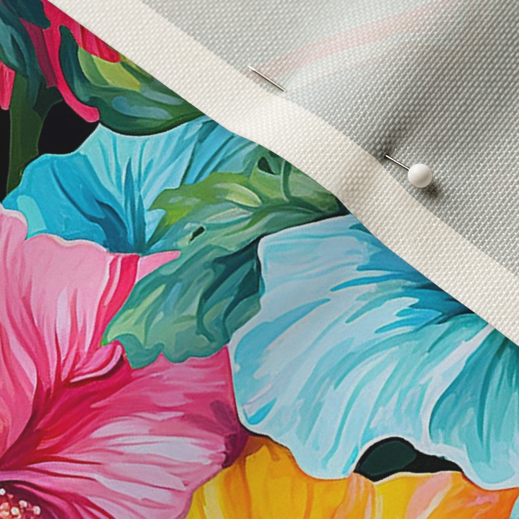 Watercolor Hibiscus Flowers (Light II) Celosia Velvet Printed Fabric by Studio Ten Design
