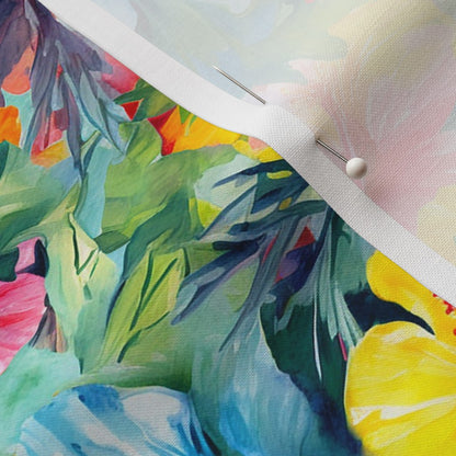 Watercolor Hibiscus Flowers (Light III) Petal Signature Cotton Printed Fabric by Studio Ten Design