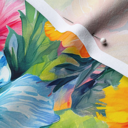 Watercolor Hibiscus Flowers (Light III) Cotton Spandex Jersey Printed Fabric by Studio Ten Design
