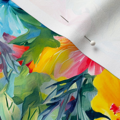 Watercolor Hibiscus Flowers (Light III) Sport Lycra Printed Fabric by Studio Ten Design