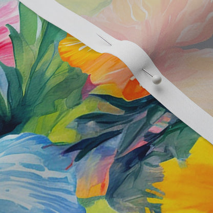 Watercolor Hibiscus Flowers (Light III) Perennial Sateen Grand Printed Fabric by Studio Ten Design