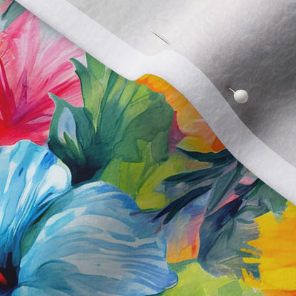 Watercolor Hibiscus Flowers (Light III) Polartec® Fleece Printed Fabric by Studio Ten Design