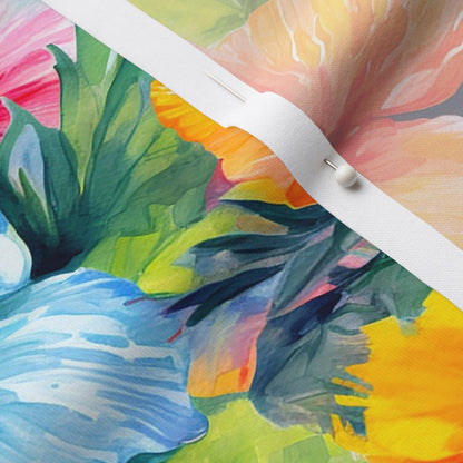 Watercolor Hibiscus Flowers (Light III) Modern Jersey Printed Fabric by Studio Ten Design
